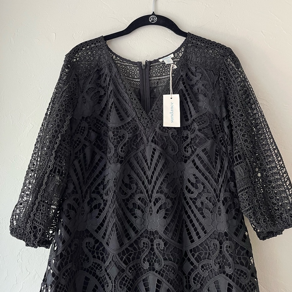 SUNDANCE CHARLESTON LACE DRESS IN BLACK 12P 12 petite - Picture 5 of 5